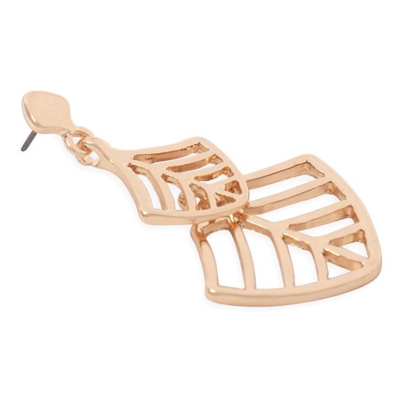 LEAF FILIGREE DROP EARRINGS - GOLD - Picture 2 of 3